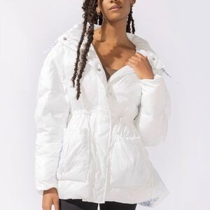 Popflex Pearl Peplum Puffer Jacket White